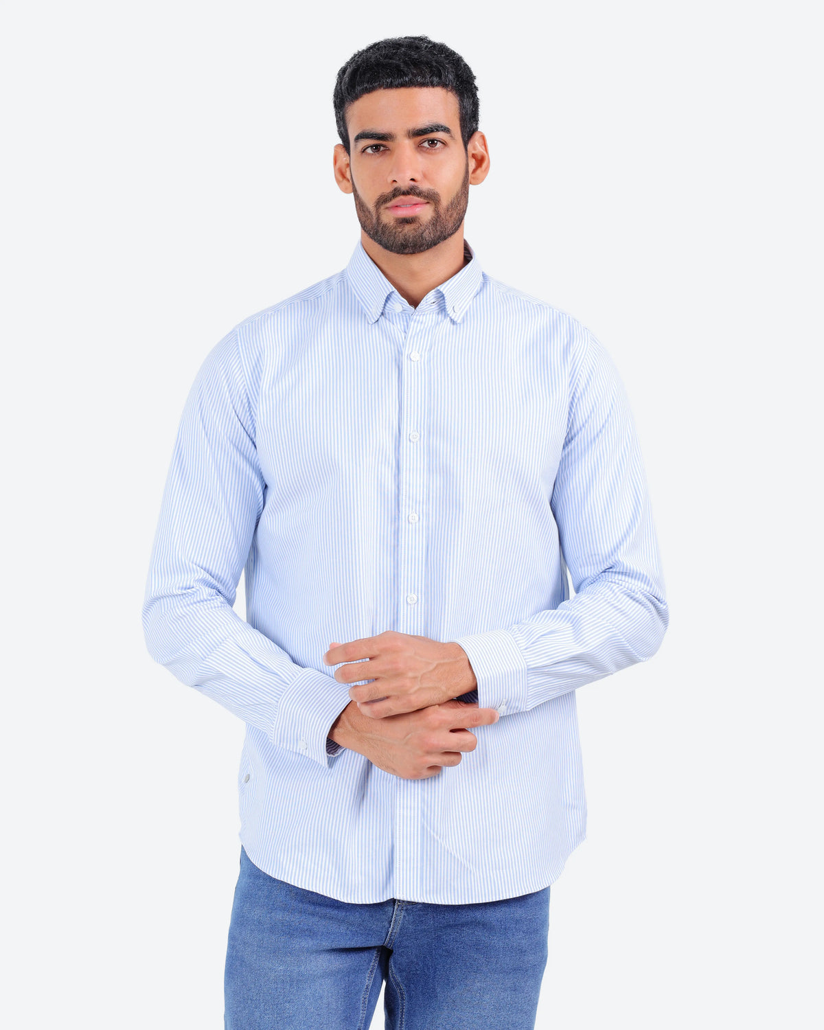 قميص مقلم اكسفور بكم *m-2xl*BeNeshty