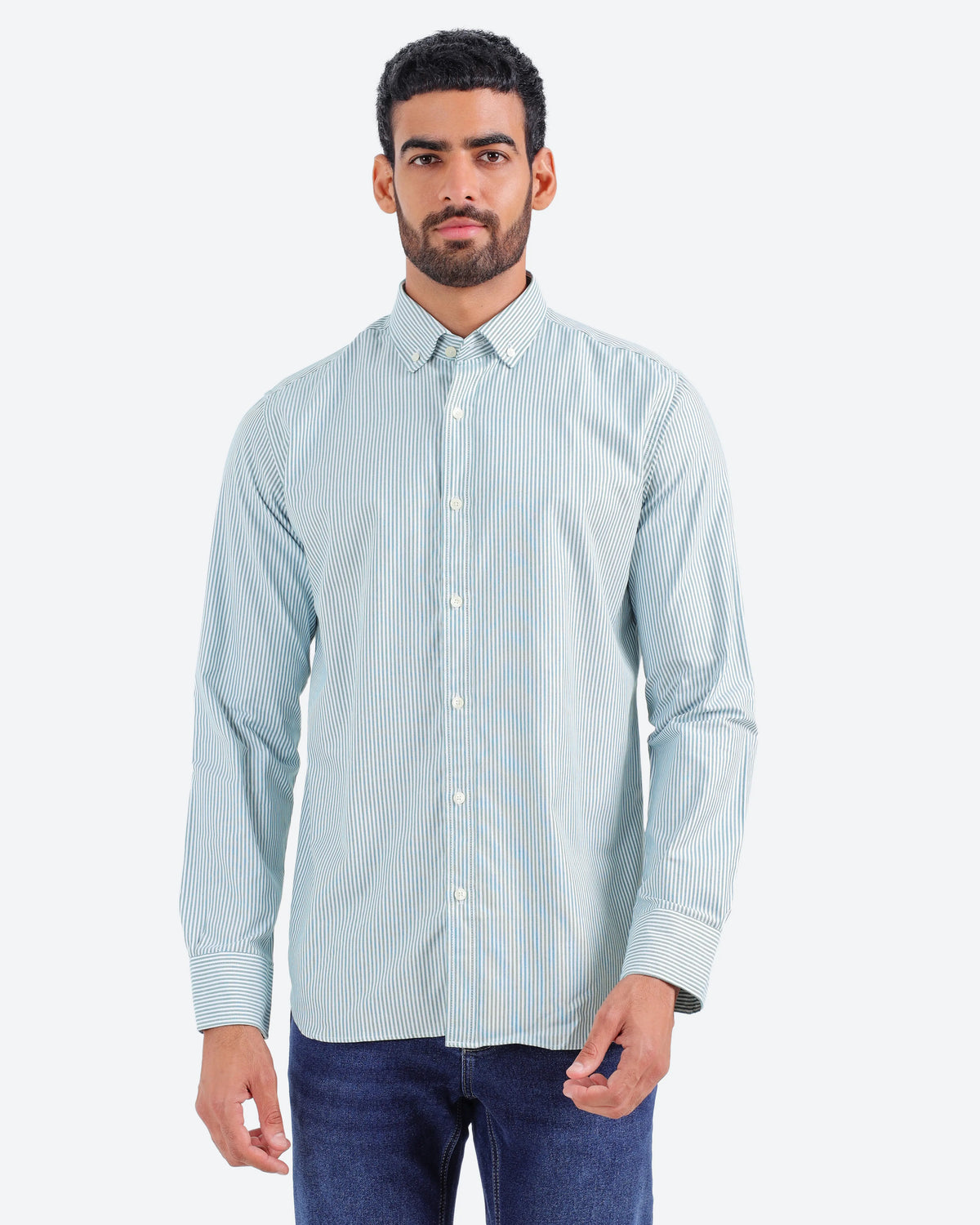قميص مقلم اكسفور بكم *m-2xl*BeNeshty