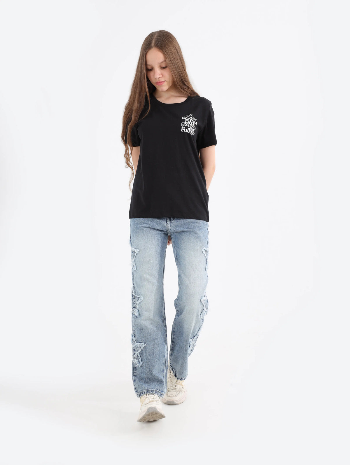تيشرت بناتى مطبوع صدر وضهر (10-16) BeNeshty