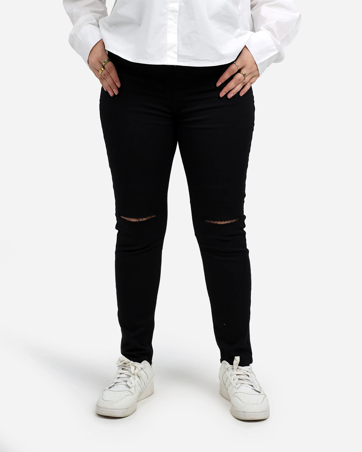 بنطلون جبردين قطع ركبه Slim اسود HONEST 32-42