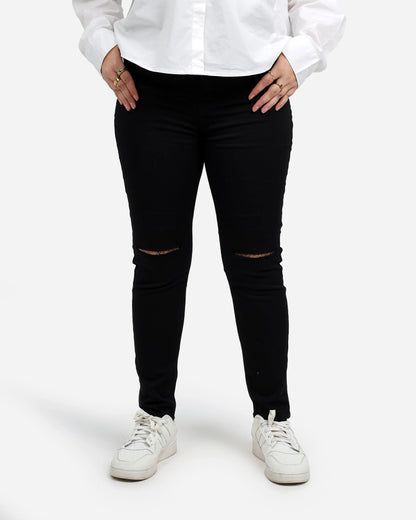 بنطلون جبردين قطع ركبه Slim اسود HONEST 32-42