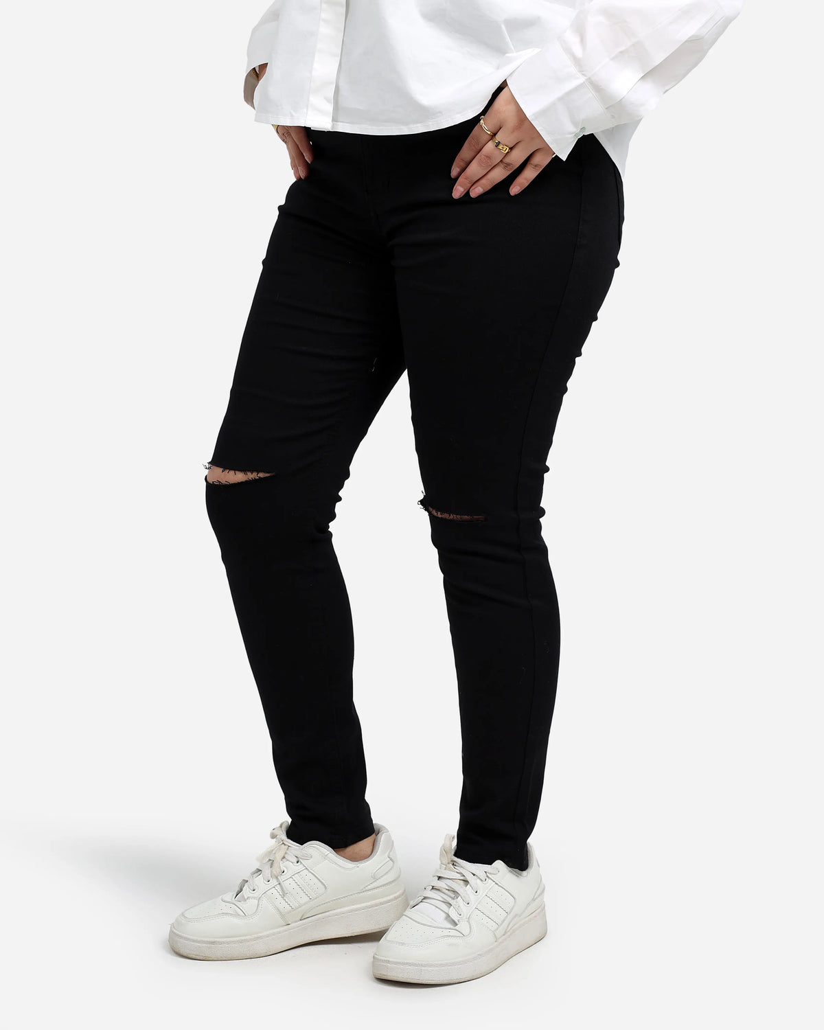 بنطلون جبردين قطع ركبه Slim اسود HONEST 32-42